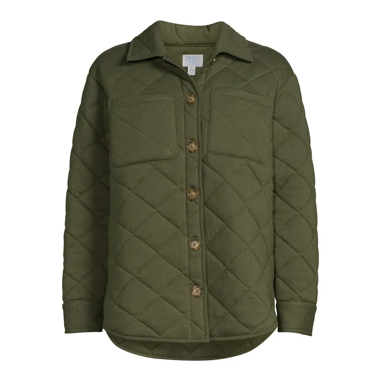 Time and Tru Women's Quilted Jersey Shacket, Sizes XS -XXXL | Walmart (US)