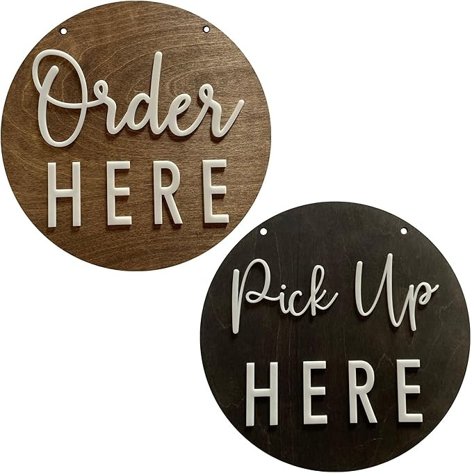 Order Here Pick Up Window Wood & Acrylic Hanging BUSINESS Sign COFFEE SHOP Restaurant Bakery Ice ... | Amazon (US)