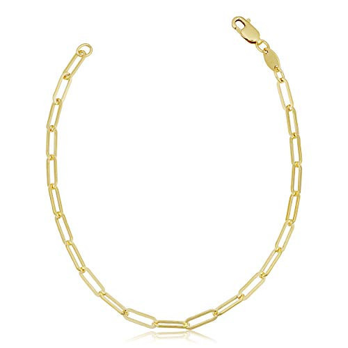 Kooljewelry Womens Paperclip Chain - 14k Gold Filled Link Bracelet, 7.5 in, Elegant Jewelry | Amazon (US)