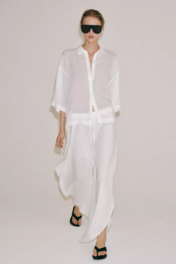 ZW COLLECTION LINEN PANTS WITH VENTS | Zara US