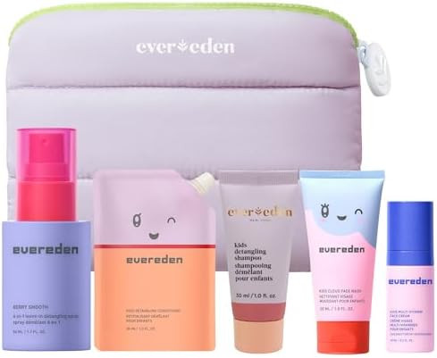 Evereden Kids Travel Set: Clean & Vegan 5-Piece Skin & Hair Care Set for Kids |Kids Face Cream, F... | Amazon (US)