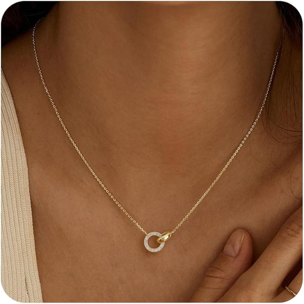 Gold Necklace for Women, Dainty 14K Gold Plated Pendant Necklaces for Women Trendy Simple Choker ... | Amazon (US)