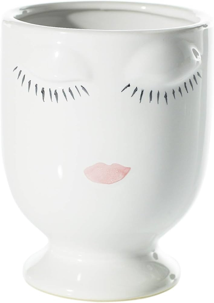 Ceramic Planter with Painted Face (5", White) | Amazon (US)