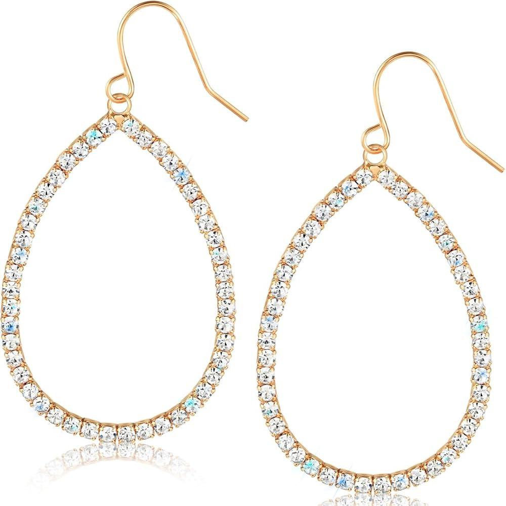 Humble Chic Simulated Diamond Teardrop Dangle Earrings For Women - Gold or Silver Tone with Cubic... | Amazon (US)