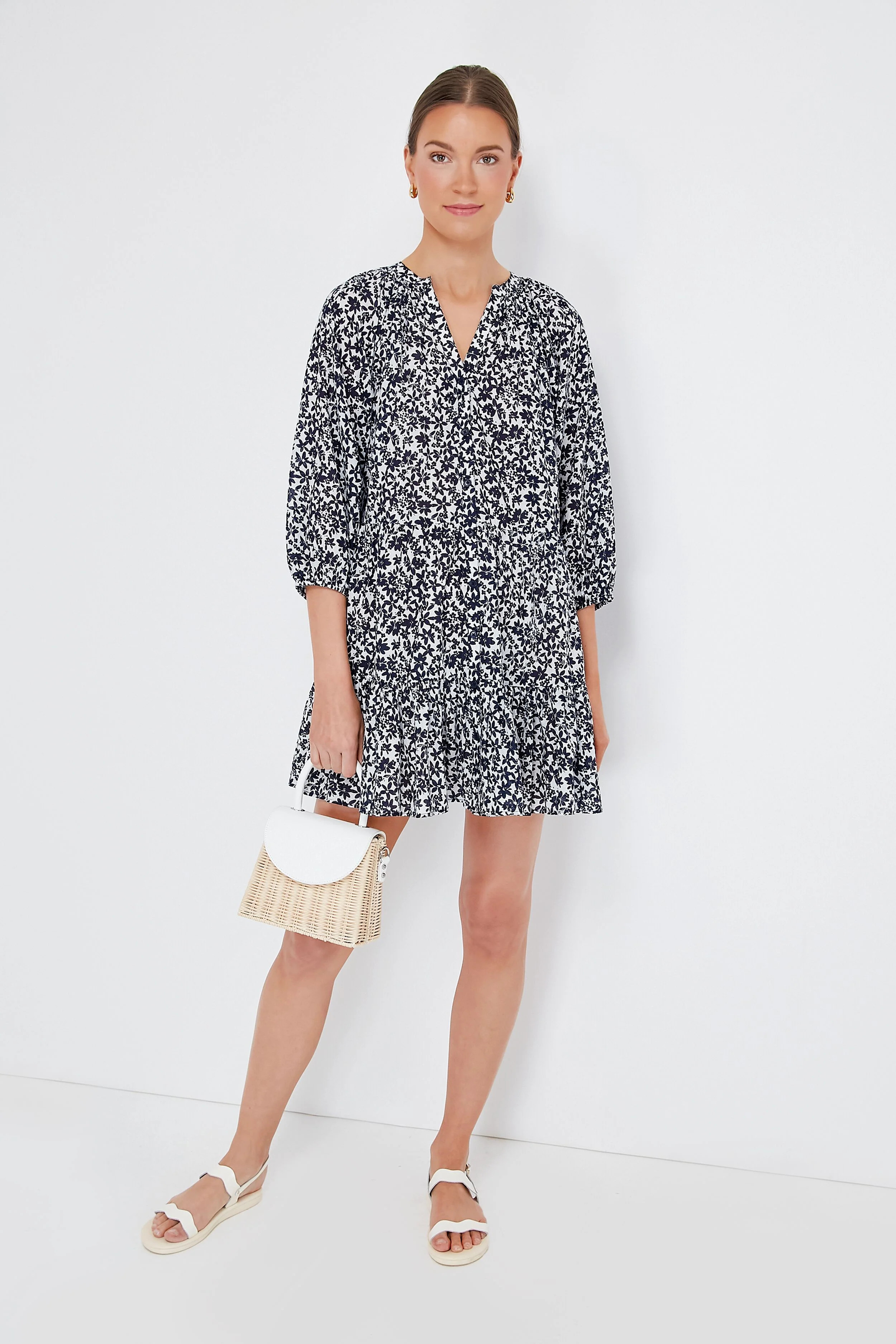 Organic Floral Navy Mini Mitte Dress | Tuckernuck (US)