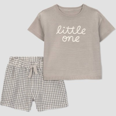 Carter's Just One You® Baby Boys' 2pc Little One Sweater T-Shirt and Shorts Set - Brown 9M | Target