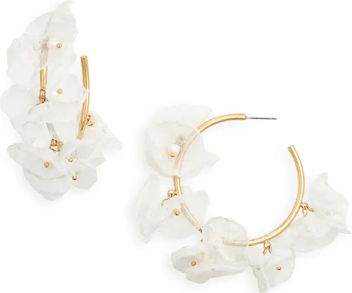 Stella + Ruby Floral Chiffon Hoop Earrings | Nordstrom | Nordstrom