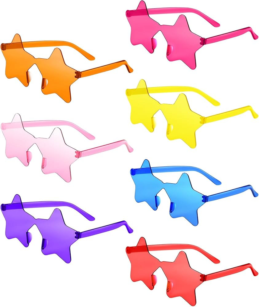 PLULON Star Sunglasses Kids, 7 Pairs Colorful Star Sunglasses Bulk Rimless Star Shape Sunglasses,... | Amazon (US)