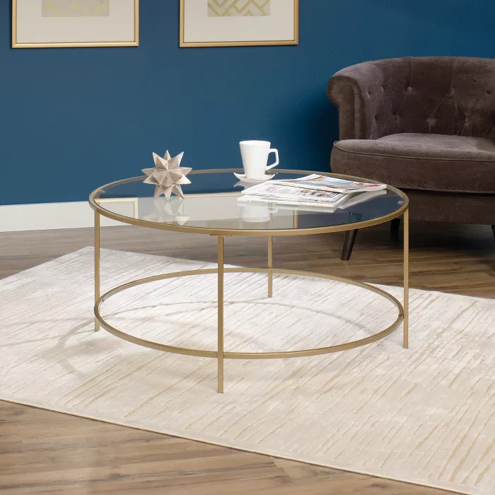 International Luxury Coffee Table Satin Gold/Clear Glass Finish - Sauder | Target