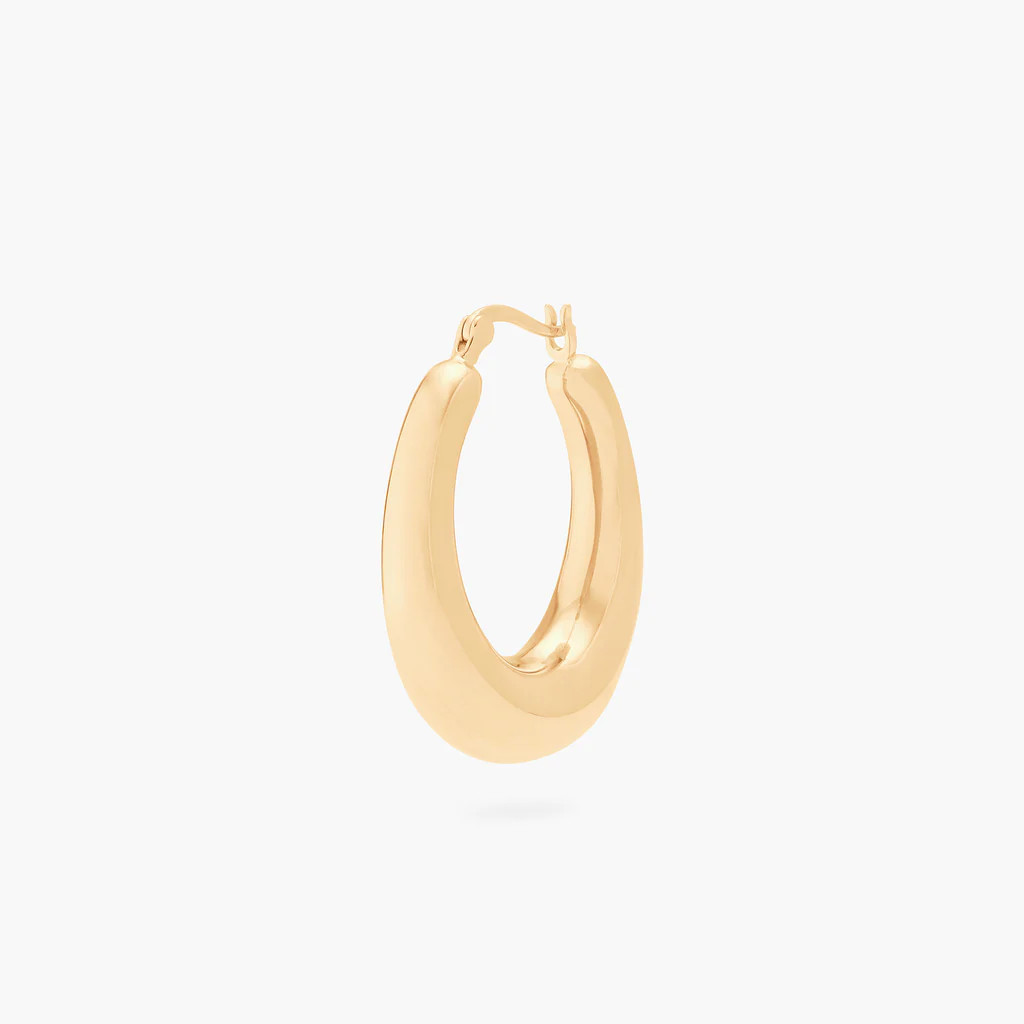 Medium Oval Crescent Hoop | Studs