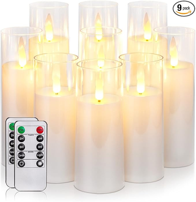 Homemory Pure White Acrylic Flameless Candles, LED Candles, Battery Operated Candles with Remote ... | Amazon (US)