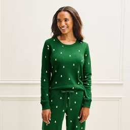 Women's Holiday Tree Printed Matching Family Cotton Pajama Top - Wondershop\u2122 Green XS | Target