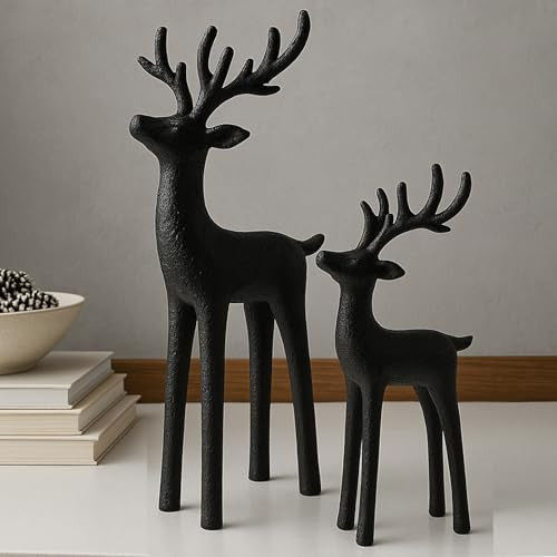 2 Set Modern Christmas Decor Neutral Christmas Reindeer Decor Resin Deer Statues Figurines Elk St... | Amazon (US)