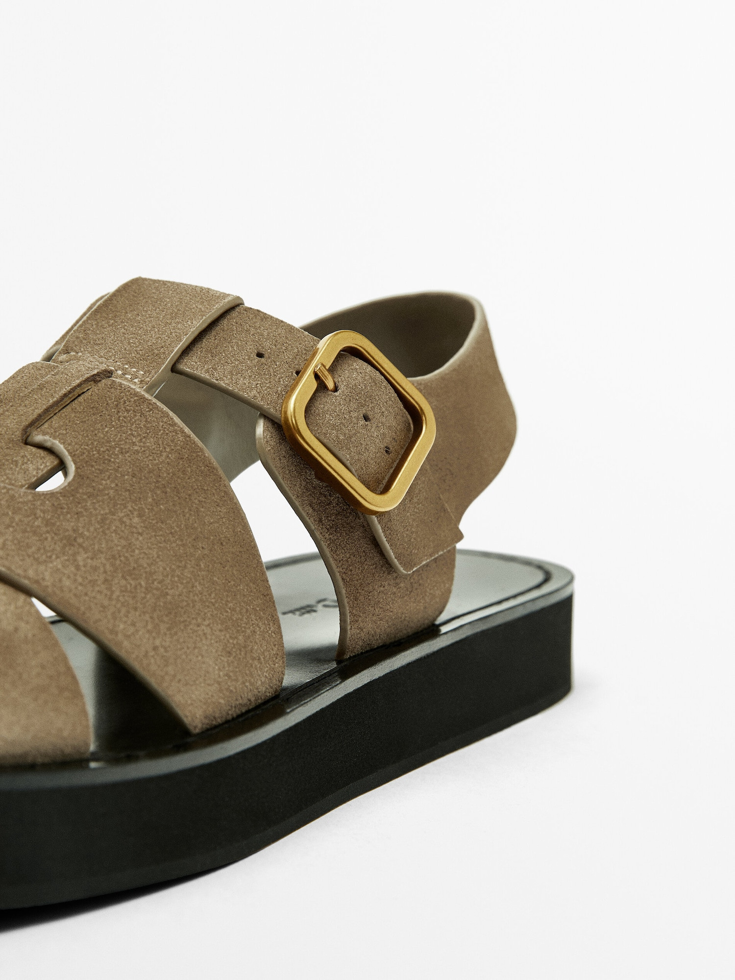 Split suede cage sandals with buckle | Massimo Dutti US