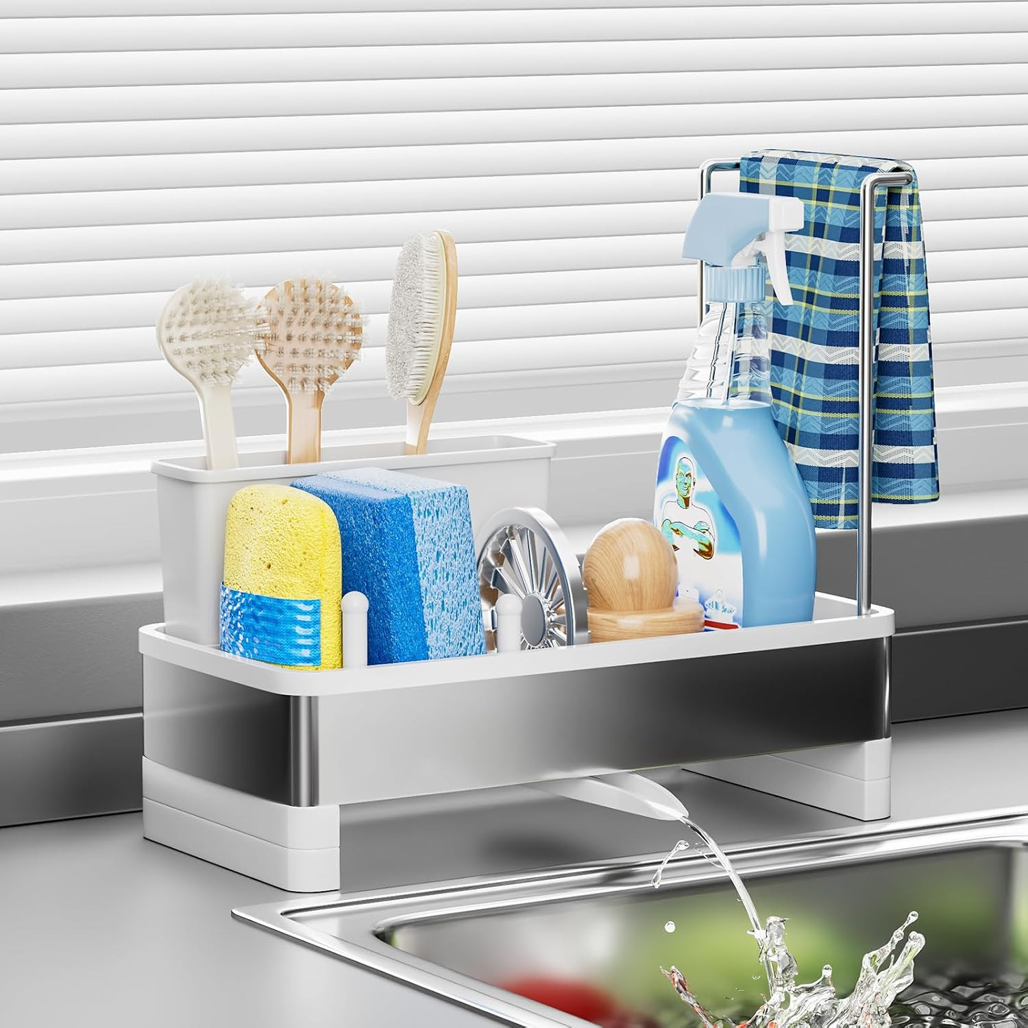 Stainless Steel Sink Caddy, Sponge Holder for Kitchen Sink 9.8″ | Amazon (US)