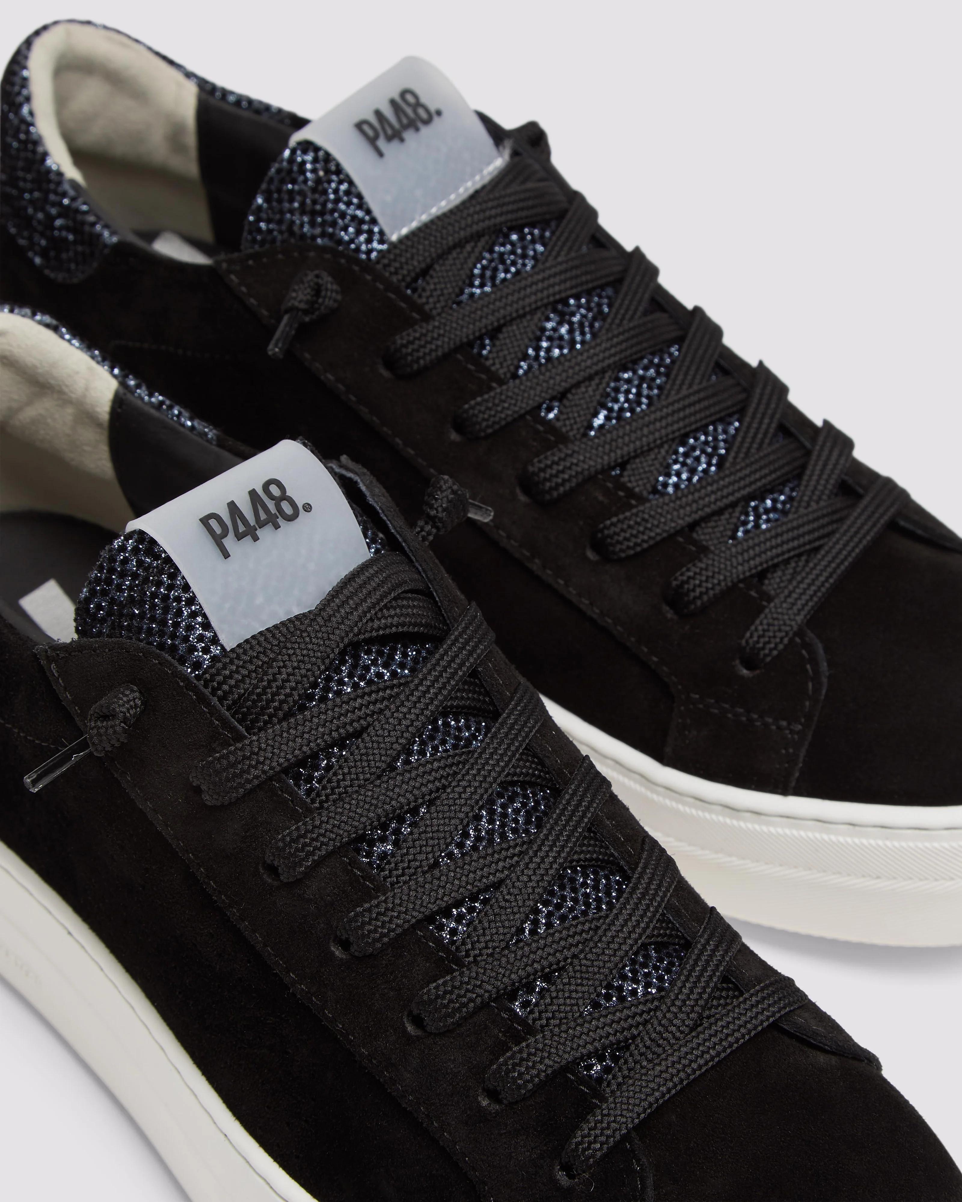 Thea Phantom - Women's Platform Black Suede Sneaker | P448