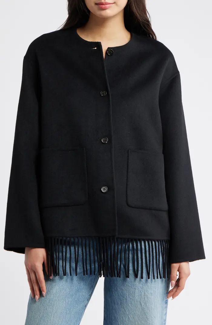 Tomoko Frige Trim Wool Blend Jacket | Nordstrom