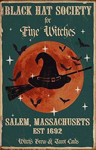 LINQWkk Vintage Wall Poster Metal Plaque Black Hat Society Witches Vintage Metal Sign Garden Deco... | Amazon (US)
