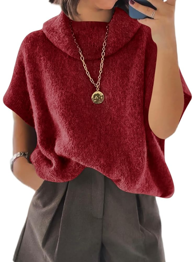 Cicy Bell Womens Oversized Turtleneck Knit Sweaters Short Batwing Sleeve Casual Slouchy Loose Fit... | Amazon (US)
