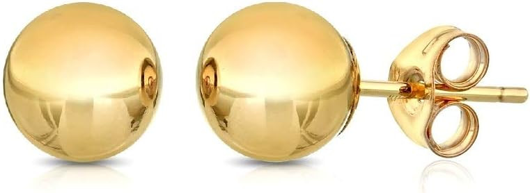 Pori Jewelers Premium 14K Gold Ball Stud Earrings - Available in Yellow, Rose & White Gold- Multi... | Amazon (US)