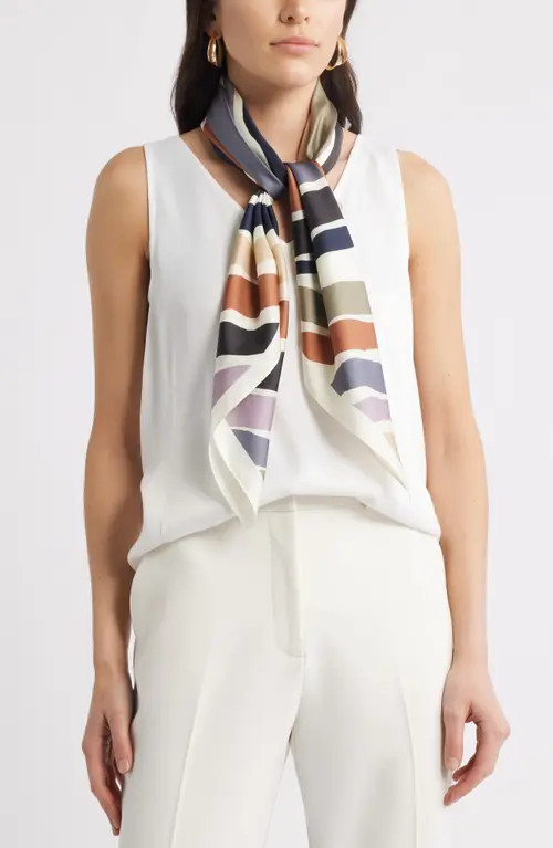 Nordstrom Printed Square Silk Scarf in Cream Wavy Lines at Nordstrom | Nordstrom