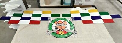 Chuck E Cheese Sign Set: 16" Round Metal Chuck & 12x36 Left & Right Checkers | eBay US