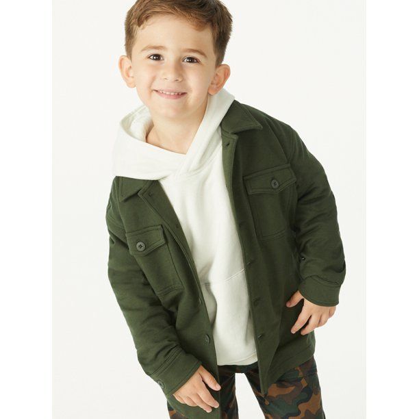 Free Assembly Boys French Terry Shacket, Sizes 4-18 - Walmart.com | Walmart (US)