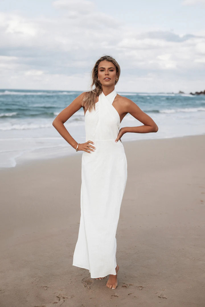 Betsy Halterneck Maxi Dress - White | Petal & Pup (US)