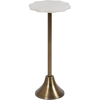 Kate and Laurel Sanzo Modern Pedestal Drink Table, 10 x 10 x 23, Antique Brass and White, Decorat... | Amazon (US)