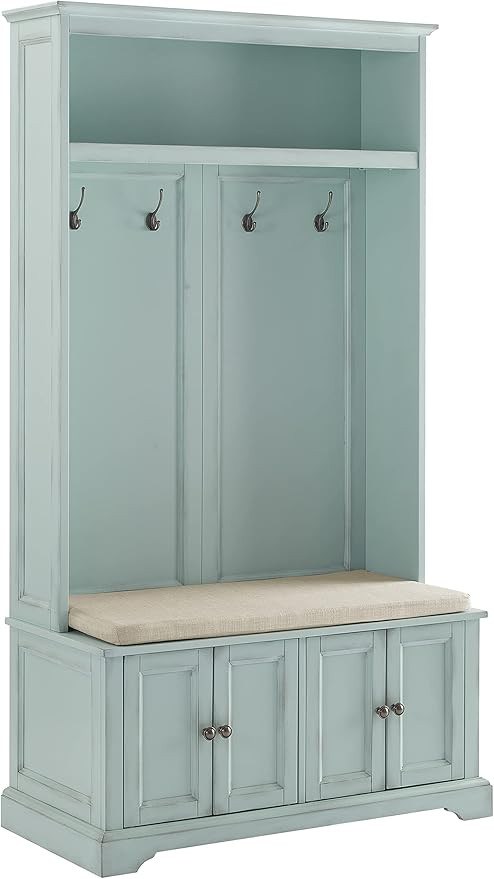 Crosley Furniture Holbrook Hall Tree with Shoe Rack Bench and Coat Hooks for Hanging Storage, Dis... | Amazon (US)