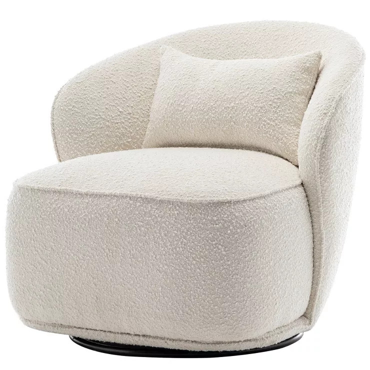Boucle Upholstered Swivel Barrel Chair - Kinwell | Target