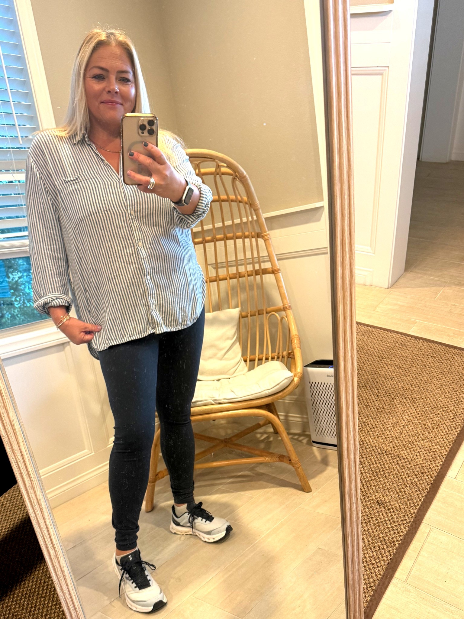 Sometimes your work clothes when you are on zoom end up being a button down and workout leggings and running shoes 

Casual
Comfort 
WFH 
OOTD
Mom life
Goals


#LTKdayinmylife #LTKmomlife #LTKootd