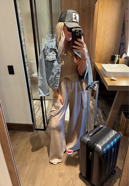 Travel look! 

They brought back this onesie jumpsuit that I absolutely adore. Cargo pockets, drawstring waist and strapless. Wearing a small! 

Jacket, small.
Shoes, TTS. 
 
Travel outfit. Travel style. Lounge set. Amazon finds. 

#LTKFindsUnder100 #LTKTravel #LTKStyleTip
