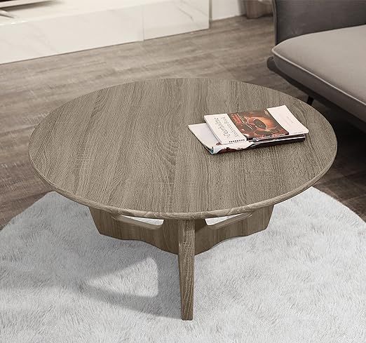 FINECASA Wooden Coffee Table, Curved Leg Coffee Table, Round Coffee Table for Living Room, Accent... | Amazon (US)