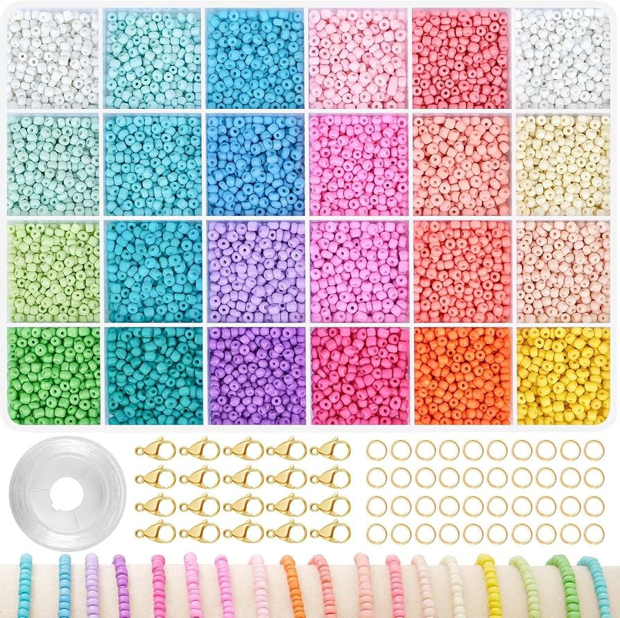 3mm Seed Beads for Jewelry Bracelet Making Kit 24 Colors Bracelet Making Kit for Girls Adults Fri... | Amazon (US)