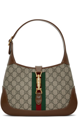 Gucci - Beige & Brown GG Supreme Small 'Jackie 1961' Bag | SSENSE