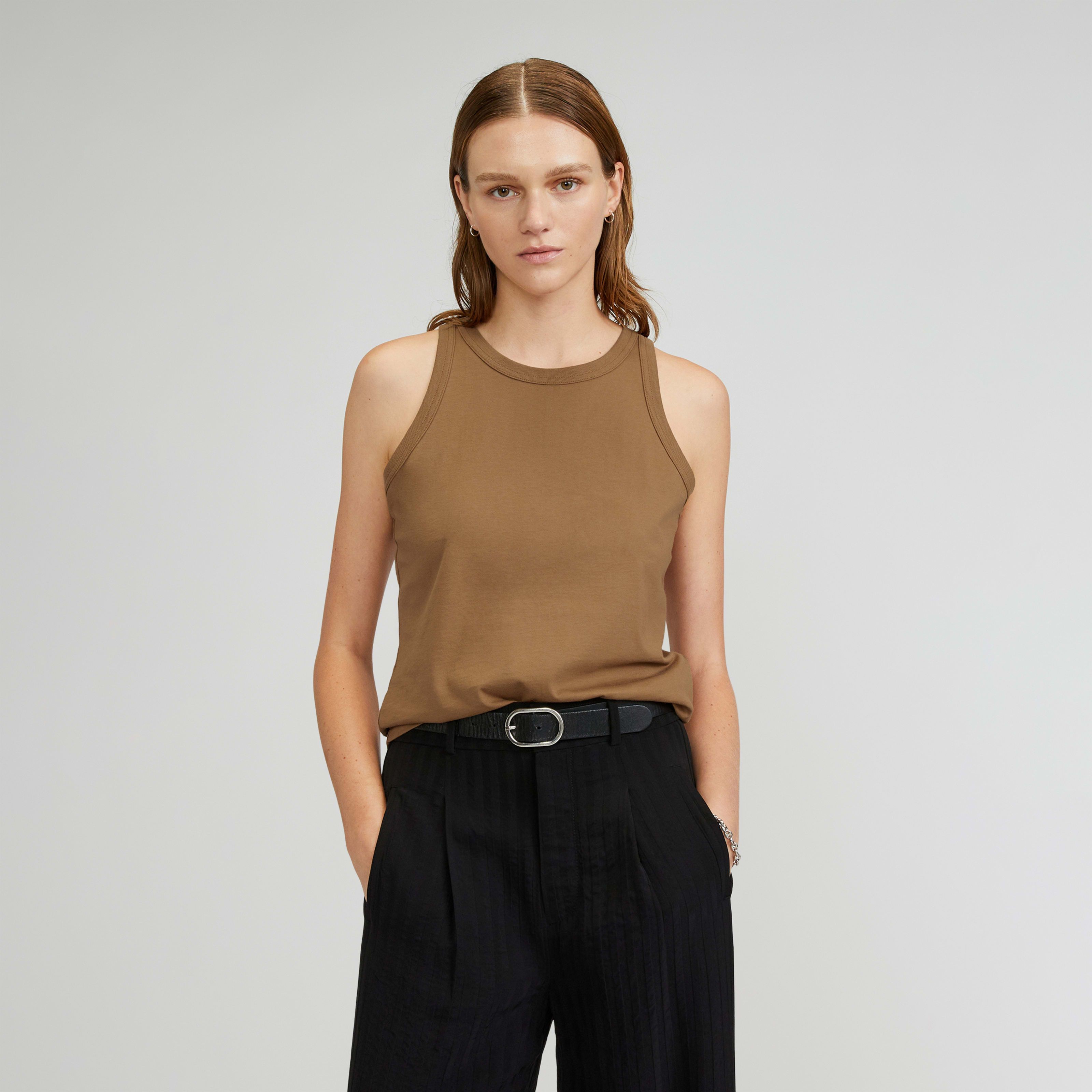 Women's Organic Cotton Cutaway Tank by Everlane in Light Brown, Size XXS | Everlane