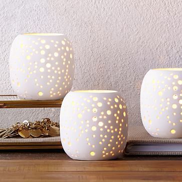 Pierced Porcelain Tealights - Constellation | West Elm (US)