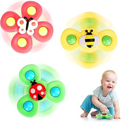 3Pcs Suction Cup Spinner Toy for Baby - Suction Fidget Spinner for Baby Bath Spinning Toy High Ch... | Amazon (US)
