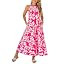 GRACE KARIN 2026 Women's Floral Halter Maxi Dress Boho Summer Beach Sundress with Tiered Ruffle S... | Amazon (US)