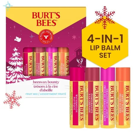 Burt's Bees Lip Balm Gift Set, Beeswax Bounty Fruit Mix, 4-Pack, 0.15 oz. | Walmart (US)