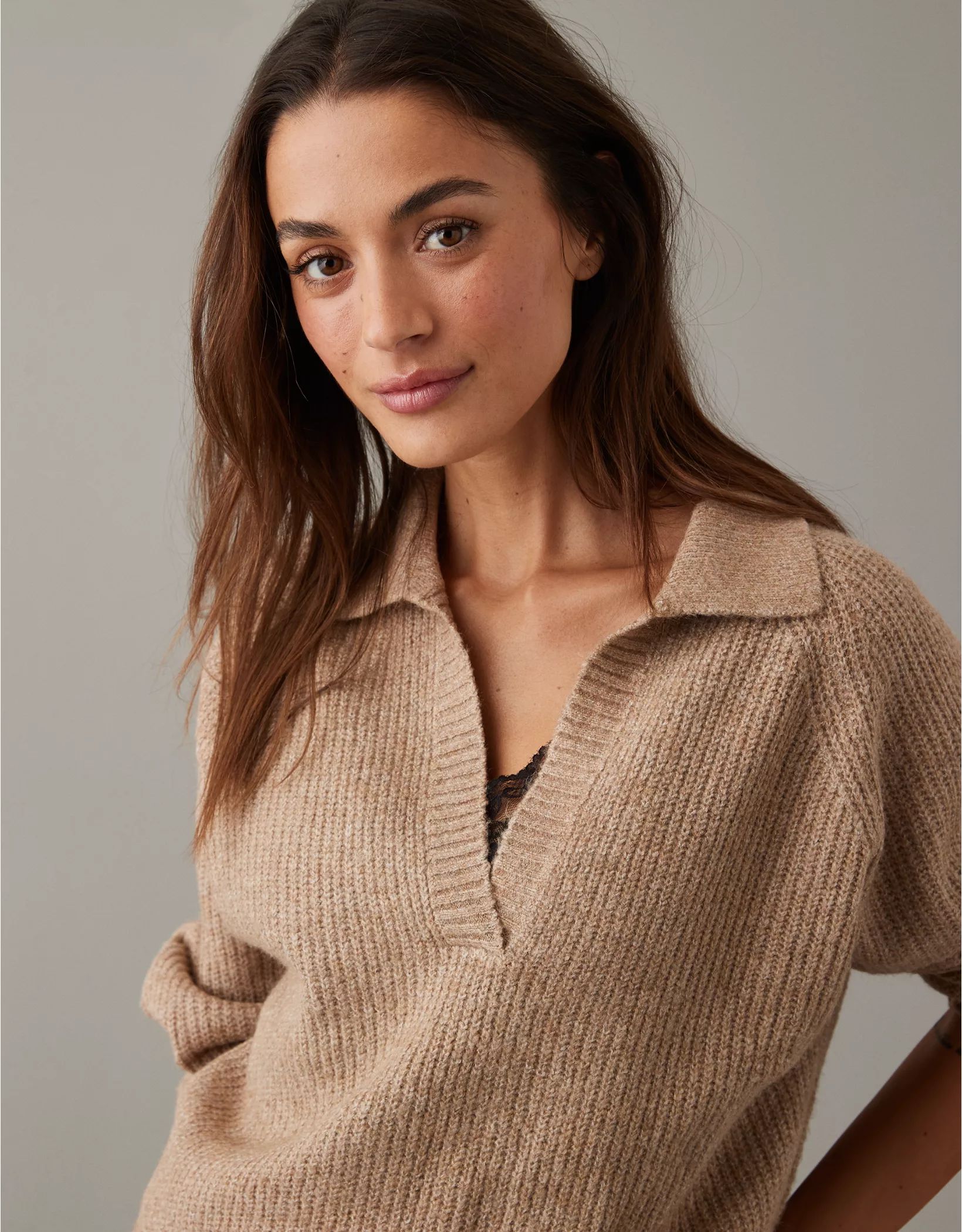 AE Oversized Collared Sweater | American Eagle Outfitters (US & CA)