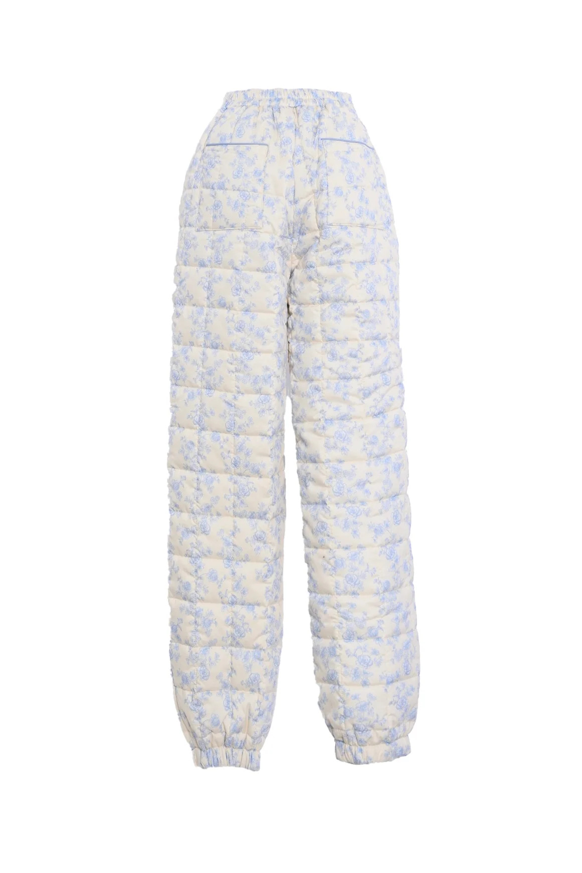 Ada Quilted Joggers — Blue Toile | Yellow The Label