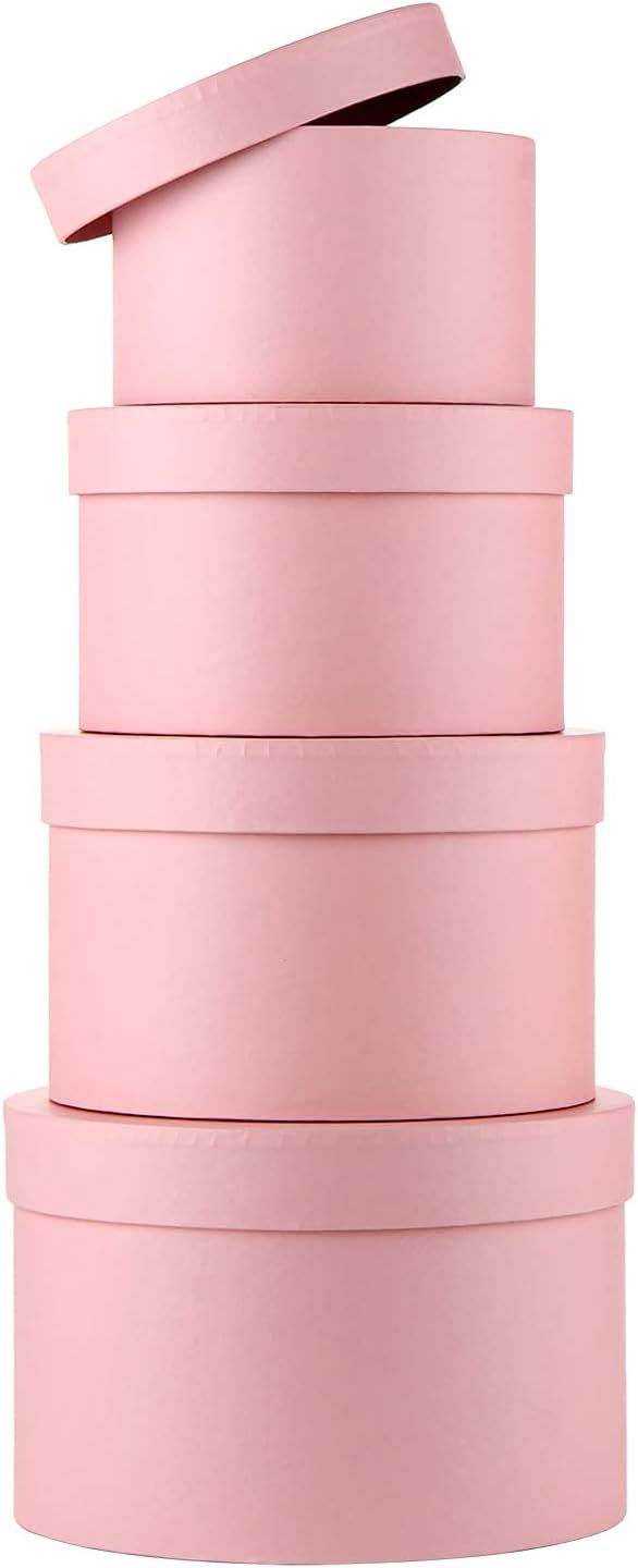 Gift Boxes with Lids for Presents Assorted Sizes Decorative Round Flower Boxes Set of 4 for Birth... | Amazon (US)