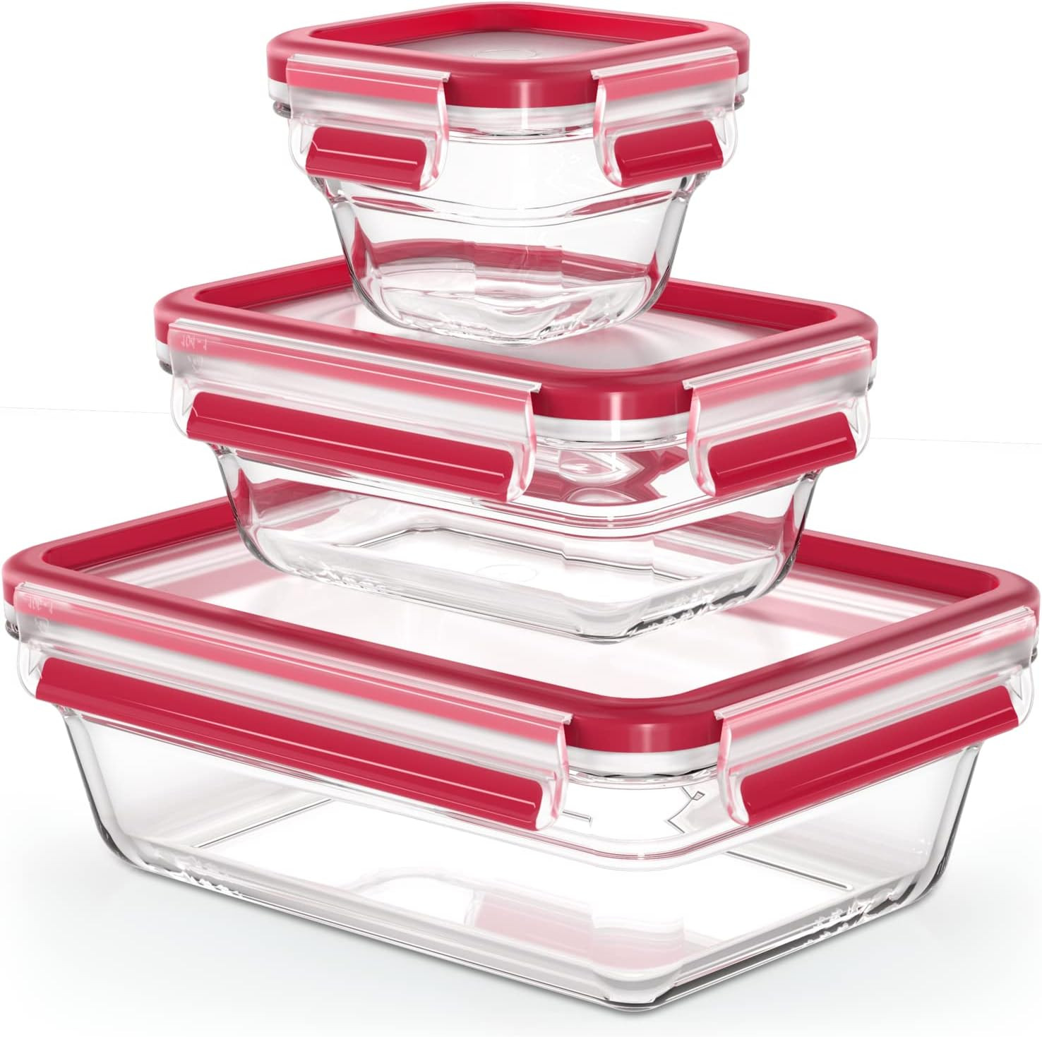 Emsa N10508 Clip & Close Glas Frischhaltedosen-Set 3-teilig | 0,18/0,45/1,3 L | stapelbar | gefri... | Amazon (DE)
