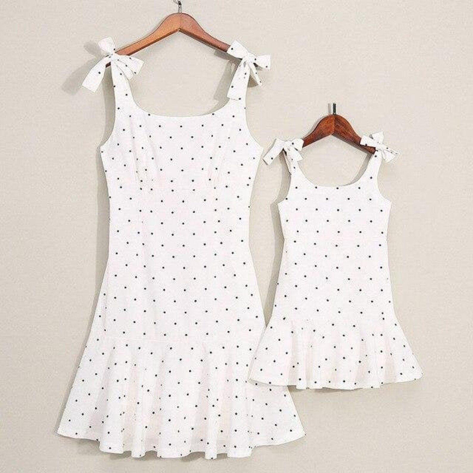 Mommy and Me Matching White Polka Dot Mini Dress for Summer | Etsy | Etsy (US)