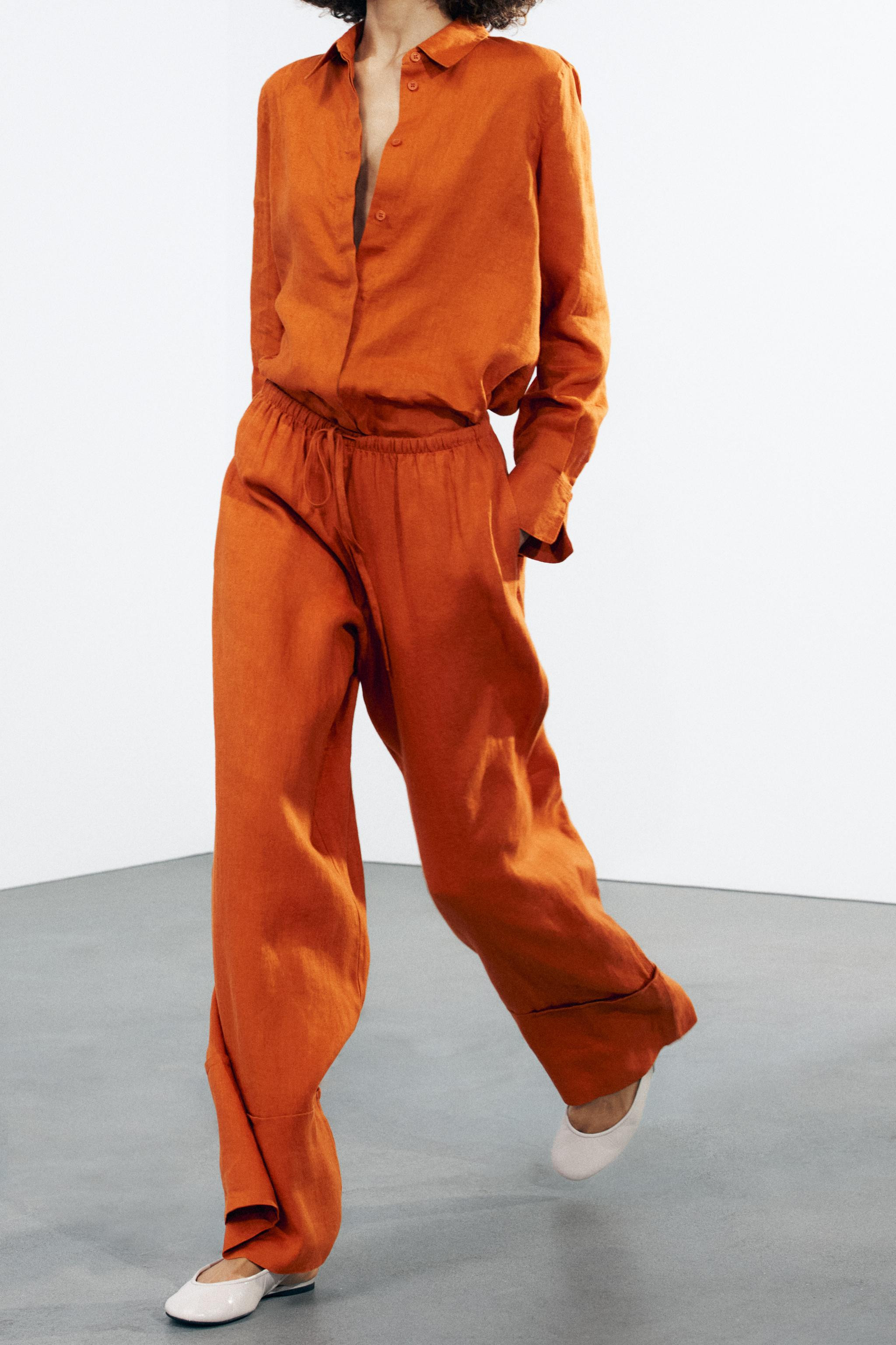 100% LINEN PALAZZO PANTS ZW COLLECTION | Zara US