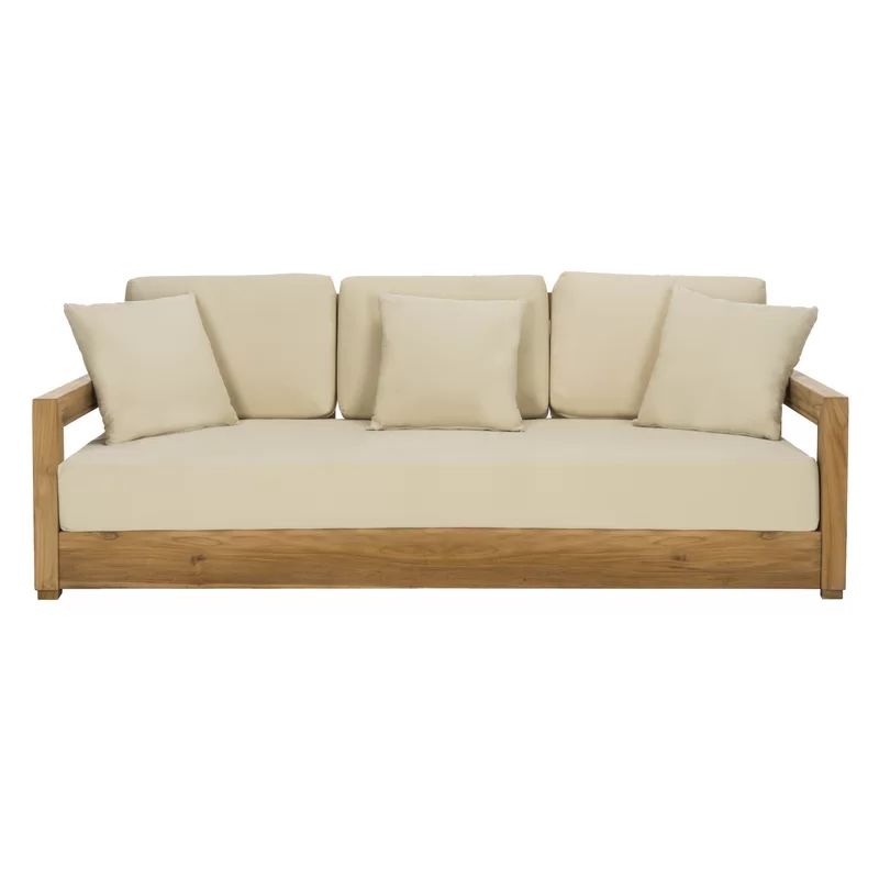 O'Kean Teak Patio Sofa with Cushions | Wayfair North America
