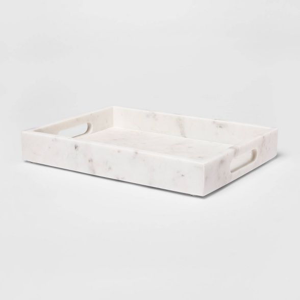 14" x 10" Decorative Marble Rectangle Tray White - Project 62™ | Target
