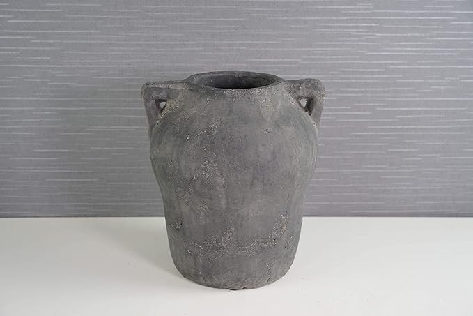 Terracotta Round Vase with Handles, Antique Grey Finish | Amazon (US)